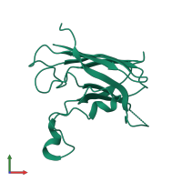 PDB entry 3kbe coloured by chain, front view.