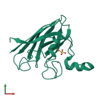 PDB entry 3kbf coloured by chain, front view.