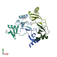 PDB entry 3kbx coloured by chain, front view.