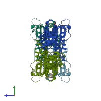 PDB entry 3kc1 coloured by chain, side view.
