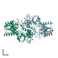 PDB entry 3kc2 coloured by chain, front view.