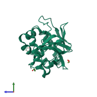 PDB entry 3kc6 coloured by chain, side view.