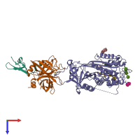 PDB entry 3kcg coloured by chain, top view.