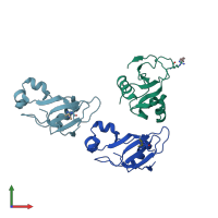 PDB entry 3kch coloured by chain, front view.