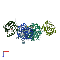 PDB entry 3kcm coloured by chain, top view.