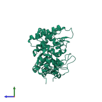 PDB entry 3kco coloured by chain, side view.