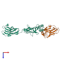 PDB entry 3kcp coloured by chain, top view.