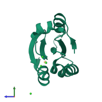 PDB entry 3kd0 coloured by chain, side view.