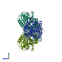 PDB entry 3kd2 coloured by chain, side view.