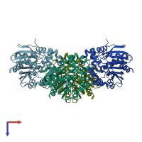 PDB entry 3kd2 coloured by chain, top view.