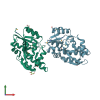 PDB entry 3kd3 coloured by chain, front view.