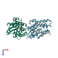 PDB entry 3kd3 coloured by chain, top view.