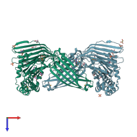 PDB entry 3kd4 coloured by chain, top view.