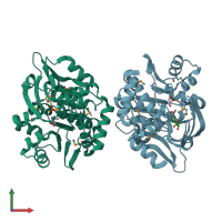 PDB entry 3kd6 coloured by chain, front view.