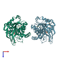 PDB entry 3kd6 coloured by chain, top view.