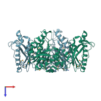 PDB entry 3kd8 coloured by chain, top view.