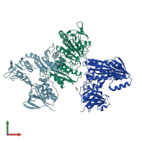 PDB entry 3kd9 coloured by chain, front view.