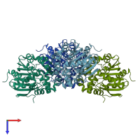 PDB entry 3kda coloured by chain, top view.