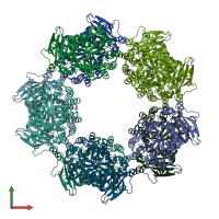 PDB entry 3kdo coloured by chain, front view.