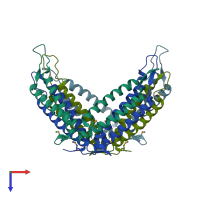 PDB entry 3kdq coloured by chain, top view.