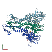 PDB entry 3kdr coloured by chain, front view.