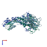 PDB entry 3kdr coloured by chain, top view.
