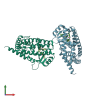 PDB entry 3kdu coloured by chain, front view.