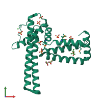 PDB entry 3kdw coloured by chain, front view.