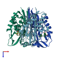 PDB entry 3ke1 coloured by chain, top view.