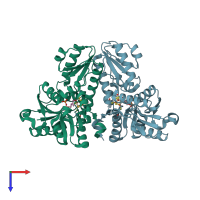 PDB entry 3ke8 coloured by chain, top view.