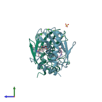 PDB entry 3kec coloured by chain, side view.