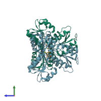 PDB entry 3kef coloured by chain, side view.