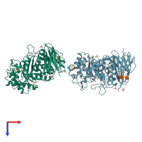 PDB entry 3keh coloured by chain, top view.