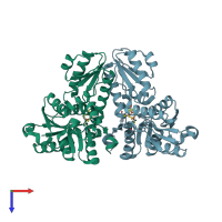 PDB entry 3kel coloured by chain, top view.