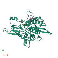 PDB entry 3ken coloured by chain, front view.