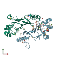 PDB entry 3kes coloured by chain, front view.