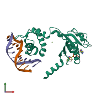 PDB entry 3ket coloured by chain, front view.