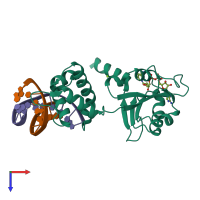 PDB entry 3ket coloured by chain, top view.