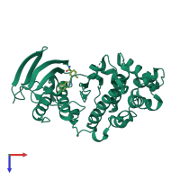 PDB entry 3kf7 coloured by chain, top view.