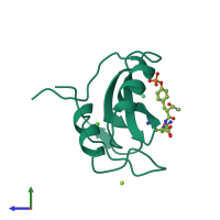 PDB entry 3kfj coloured by chain, side view.
