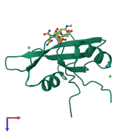PDB entry 3kfj coloured by chain, top view.