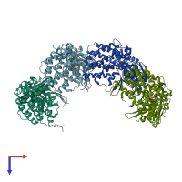 PDB entry 3kfk coloured by chain, top view.