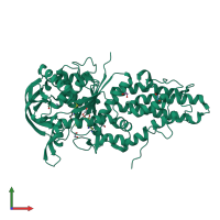 PDB entry 3kfl coloured by chain, front view.
