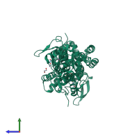 PDB entry 3kfl coloured by chain, side view.