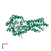 PDB entry 3kfl coloured by chain, top view.