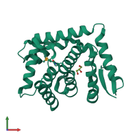 PDB entry 3kfo coloured by chain, front view.