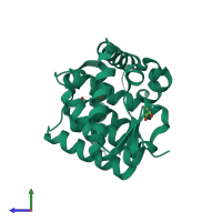 PDB entry 3kfo coloured by chain, side view.