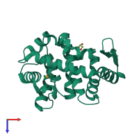 PDB entry 3kfo coloured by chain, top view.
