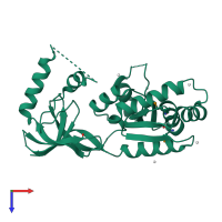 PDB entry 3kfv coloured by chain, top view.