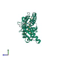 PDB entry 3kfw coloured by chain, side view.